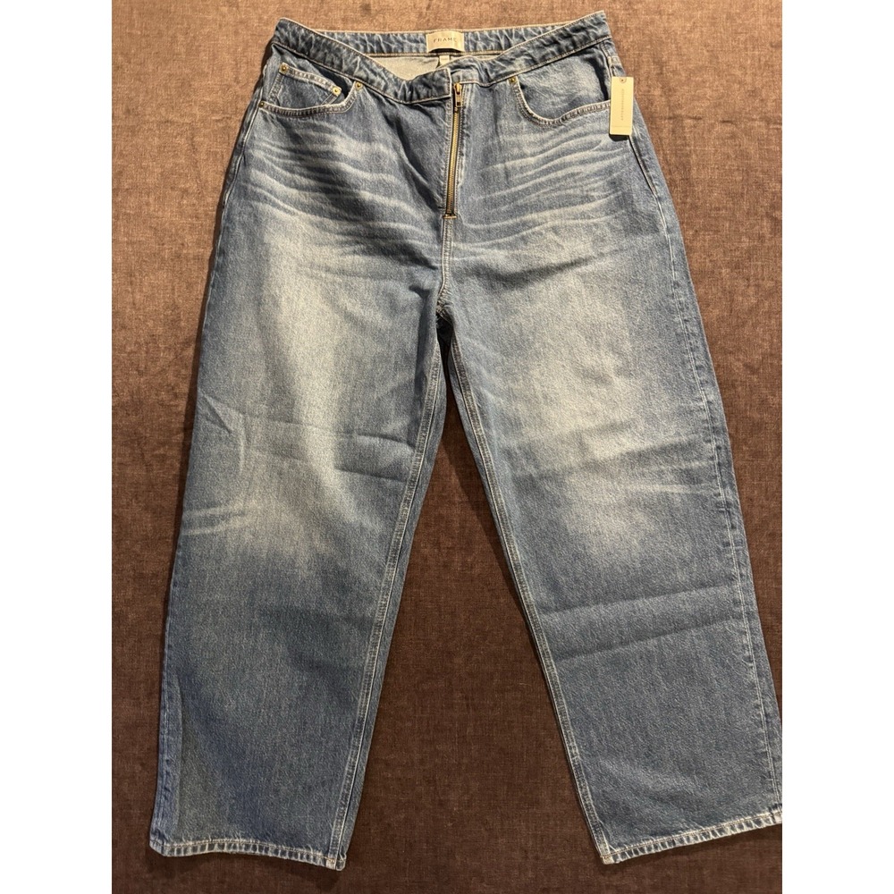 FRAME Jeans Women 33 Blue Ali Wide Crop High Waist Stretch Yorkshire NWT
